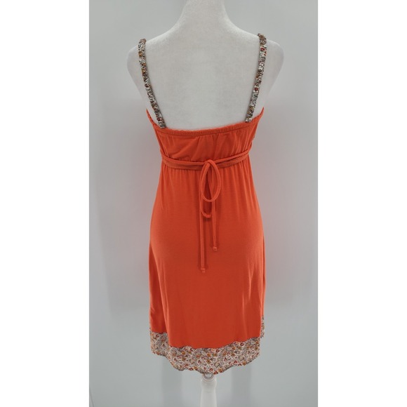 Y2K Indie Patchwork Babydoll Women SunDress Small Boho Floral Orange Mixed Media - Picture 6 of 10